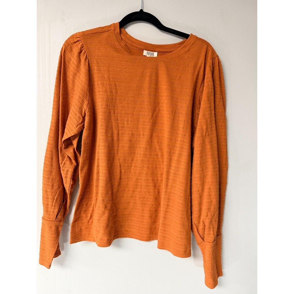 a.n.a Womens LT Long Sleeve Textured Knit Top Copper Canyon NWT Tall Large